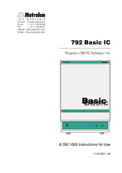 Metrohm 792 Basic IC Instructions For Use Manual