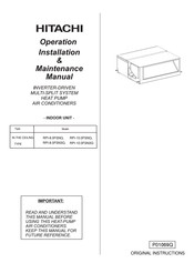 Hitachi RPI-8.0FSNQ Operation Installation Maintenance Manual