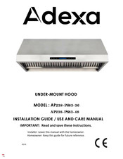 Adexa AP238- PS83- 36 Installation Manual / Use And Care Manual