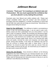 Admiral Lake and Pond JetStream Manual