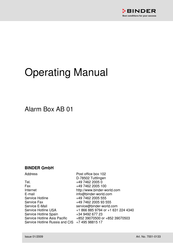 Binder AB 01 Operating Manual