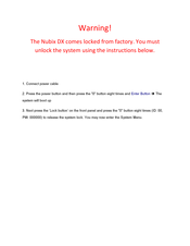 Eclipse Security Nubix DX Quick Setup Manual