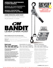 Sievert Crane & Hoist CM BANDIT Operating, Maintenance & Parts Manual