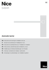 Nice S4BAR Instructions And Warnings For Installation And Use