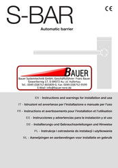 Bauer S-BAR Instructions And Warnings For Installation And Use
