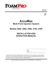 FoamPRO AccuMax 3150 Installation And Operation Manual