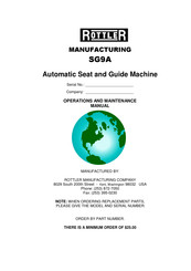 Rottler SG9A Operation And Maintenance Manual