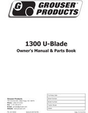 Grouser Products 1300 Owner's Manual & Parts Book