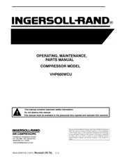 Ingersoll-Rand VHP600WCU Operating, Maintenance & Parts Manual