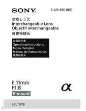 Sony E 11mm F1.8 Operating Instructions Manual