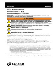 Cooper Metalux CGTS NUV Instructions Manual