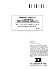 Daktronics DATATIME 50 Series Installation, Operation & Maintenance Manual