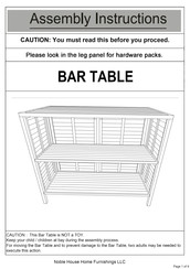 Noble House Home Furnishings BAR TABLE Assembly Instructions Manual