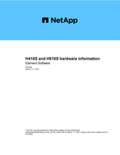 NetApp H610S Hardware Information
