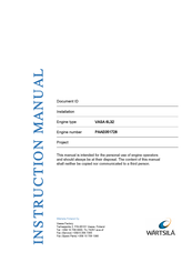 Wärtsilä VASA 6L32 Instruction Manual