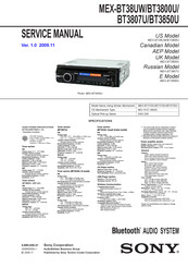 Sony MEX-BT38UW - Bt Slot Usb 1wire Service Manual