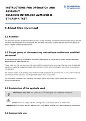 schmersal AZM300B-I1-ST1P2P-A Instructions For Operation Manual