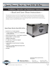 Quest Engineering EHS 20 Pro Installation, Operation And Maintenance Instructions