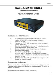 Synectix CALL-A-MATIC ONO-7 Quick Reference Manual
