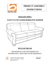 Berkline HAUGEN SAM'S CLUB 610256 Product Assembly Instructions