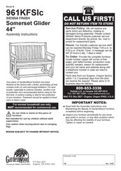 Garden Wood Furniture Somerset Glider 44 961KFSIc Assembly Instructions Manual