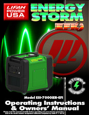LIFAN	 Power USA Energy Storm Series Operating Instructions And Owner's Manual