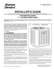 American Standard 2A7B3018-1000A Installer's Manual