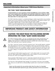 Snow Masters T1600 Quick Start Manual