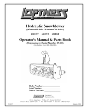 LOFTNESS 601EST Operator's Manual / Parts Book