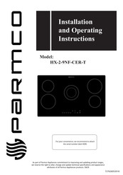 Parmco HX-2-9NF-CER-T Installation And Operating Instructions Manual