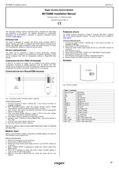Roger MCT68ME-IO-I Installation Manual