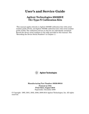 Agilent Technologies 85036B User's And Service Manual