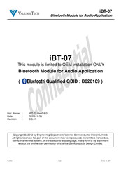 Valence Tech iBT-07 Manual
