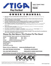 ESCALADE STIGA T8620 Owner's Manual