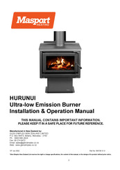 Masport HURUNUI Installation & Operation Manual
