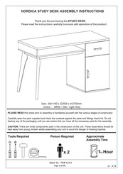 GFW NORDICA STUDY DESK Assembly Instructions Manual
