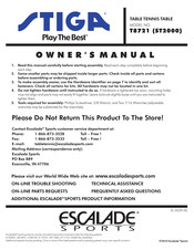ESCALADE Stiga T8721 Owner's Manual