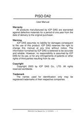 ICP DAS USA PIS0-DA2 User Manual