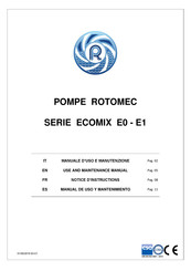 POMPE ROTOMEC ECOMIX E1 Series Use And Maintenance Manual