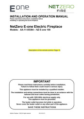 NetZero E-one 100 Installation And Operation Manual
