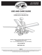 HAMPTON BAY YG098-NM Use And Care Manual