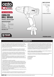 Ozito Power Xchange PXDDGK-600U Original Instructions Manual