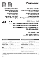 Panasonic RP-SDRA08GEK Operating Instructions Manual