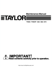 Taylor THDCP-955 Maintenance Manual