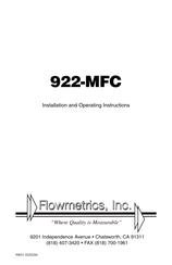 Flowmetrics 922-MFC Installation And Operating Instructions Manual