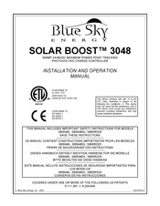 Blue Sky Energy SOLAR BOOST SB50RD25 Installation And Operation Manual