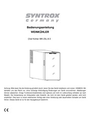 Syntrox Chef Kuhler WK-25L-8-3 Instruction Manual