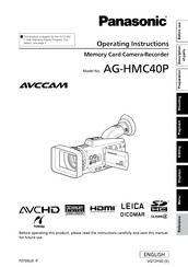 Panasonic AVCCAM AG-HMC40ER Operating Instructions Manual