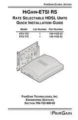 PairGain UTU-722 Quick Installation Manual