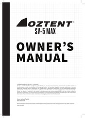 OZTENT SV-5 MAX Owner's Manual